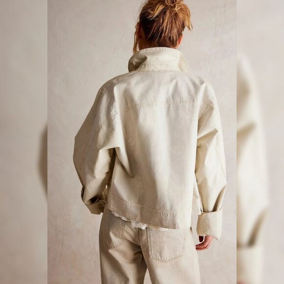 Free People We The Free Suzy Linen Jacket M 8 Women Casual Winter Coat NEW 45144 - Picture 3 of 6